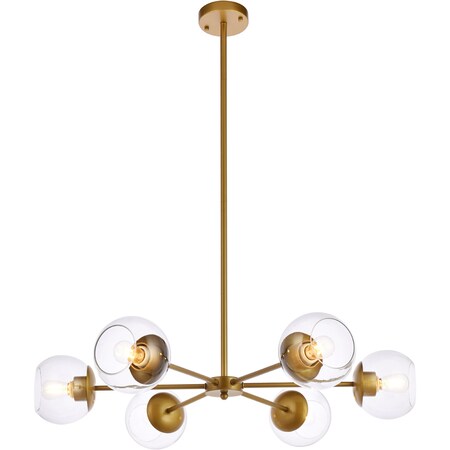 Briggs 30 Inch Pendant In Brass With Clear Shade